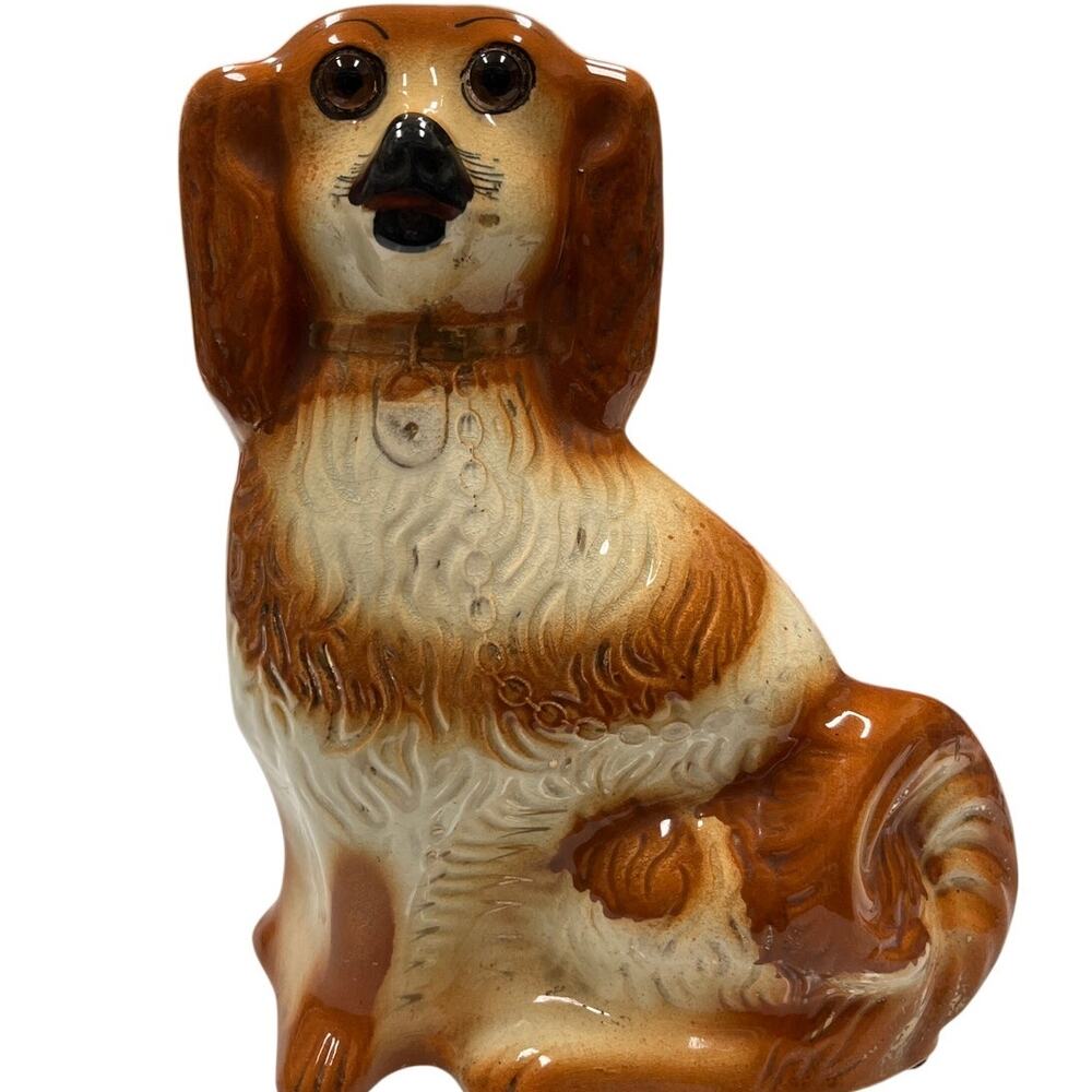 Vintage Brown Porcelain Spaniel Dog Statue 11” Figurine Staffordshire Style